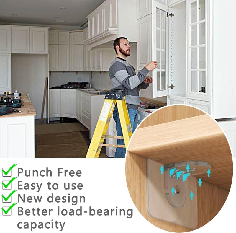 LonlyEagle 20 Pieces Plastic Shelf Support Peg,Self Adhesive Bracket,Partition Pin for Furniture Kitchen Cabinet Book Shelves Closet Brackets Clapboard Layer - Image 5